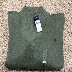 Polo by Ralph Lauren Men's Olive Zip-Up Sweater